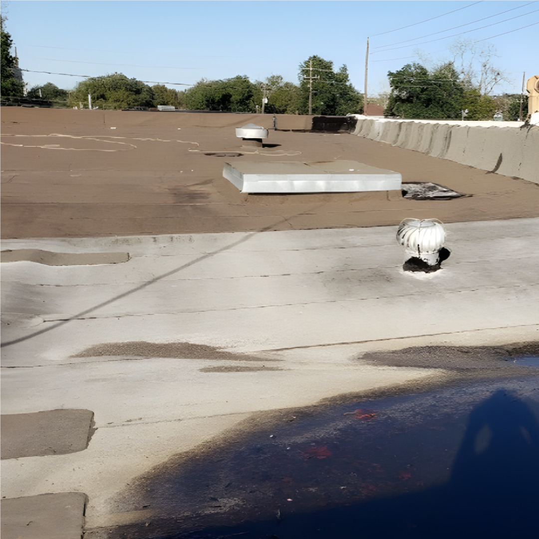 Commercial roof repair before and after